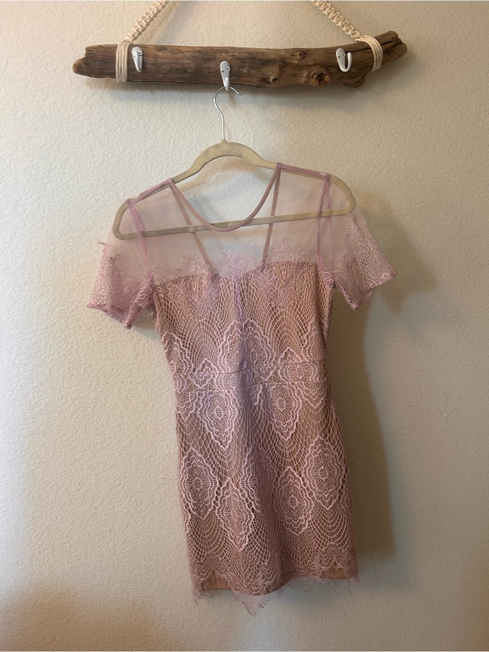 Dance & Marvel Dusty Rose Lace Mini Dress